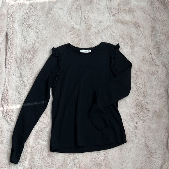 Mango Ruffle Cotton T-shirt Black - Picture 4 of 6